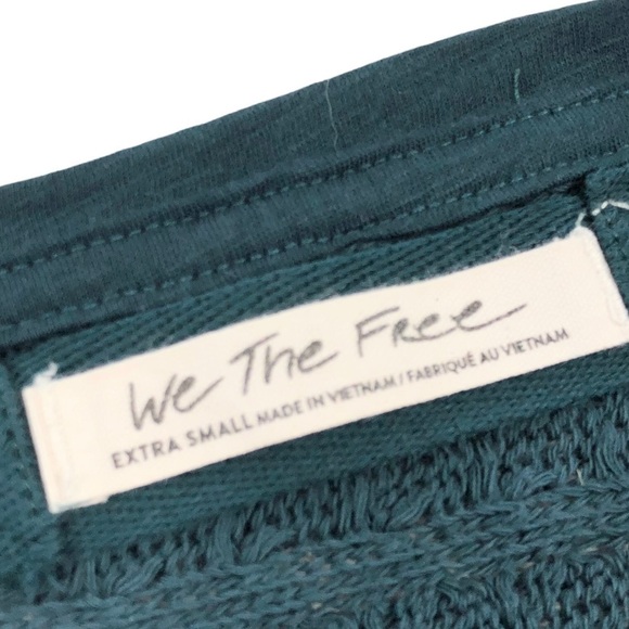 Free People teal open-weave slouchy dolman sweater scoop neck We the Free XS - Picture 3 of 14